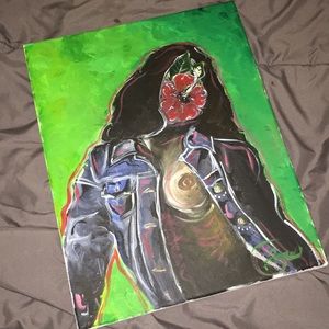 Original painting flower girl naked